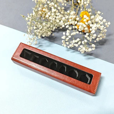 Brown PU Leather with Window - Magnetic Flip Dice Storage